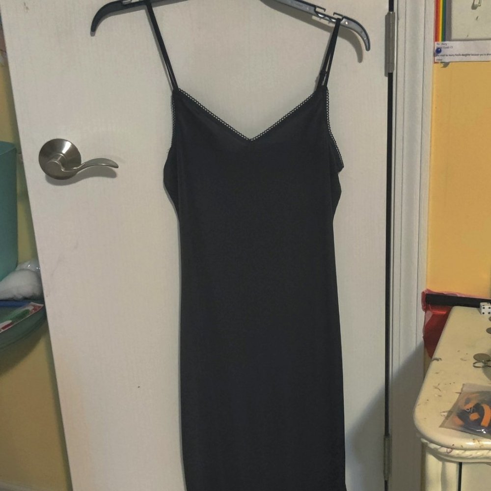 Sexy Black Satin Slip Dress